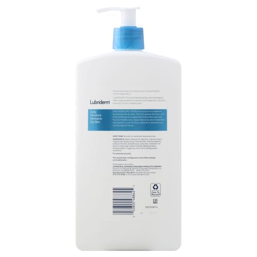 Lubriderm Daily Moisture Lotion + Pro-Ceramide with Shea Butter & Glycerin Helps Moisturize Dry Skin, Hydrating Face, Hand & Body Lotion is Lightly Scented & Non-Greasy, 24 fl. oz (Pack of 2)