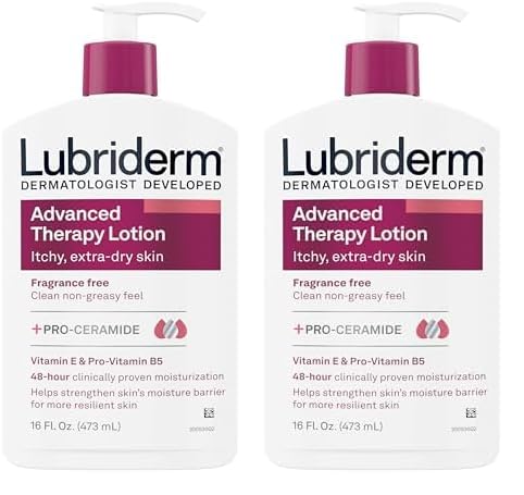 Lubriderm Advanced Therapy Fragrance Free Moisturizing Hand & Body Lotion + Pro-Ceramide with Vitamins E & Pro-Vitamin B5, Intense Hydration for Itchy, Extra Dry Skin, Non-Greasy, 16 fl. oz