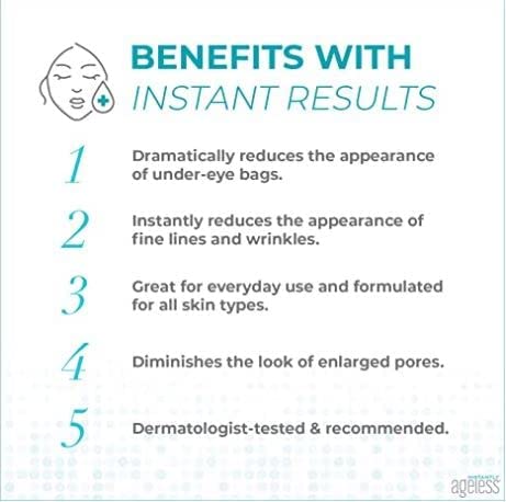 Instantly Ageless - Instant Face Lift Cream - Skin Care for Anti Aging face cream - Wrinkle Tightener - Instant Under Eye Bags Remover - Facelift in a Box of 25 Vials