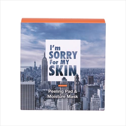 I'M SORRY FOR MY SKIN Peeling Pad & Moisture Mask, Korean Toner & Exfoliating Face Pads, Makeup Remover Cotton Rounds, Glass Skin Self Care Items, 2-Step Skin Care Travel Essentials Kit (Set of 10)