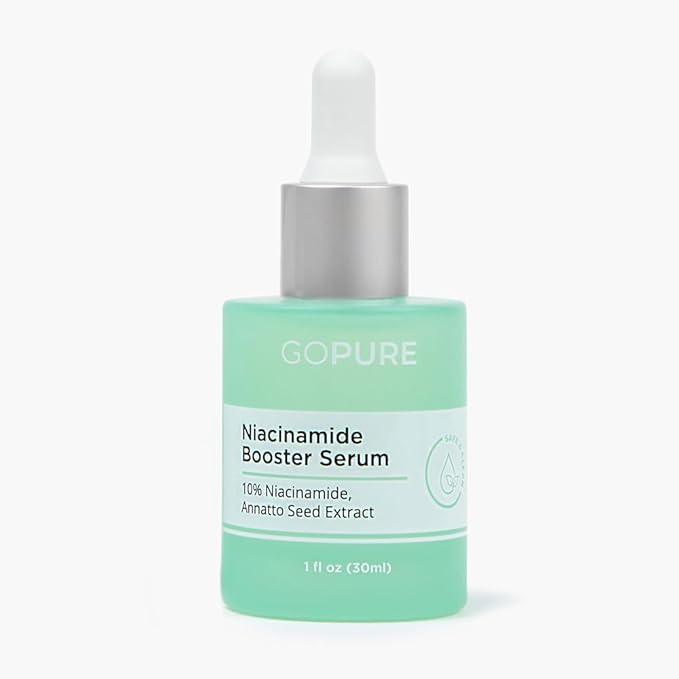 goPure 10% Niacinamide Serum Booster - Redness Reducing Skin Care, Reduces the Look of Skin Discoloration and Large Pores in Soothing Formula with Natural Extracts to Even Skin Tone - 1 fl oz