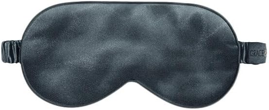 Grace & Company Silky Satin Eye Mask for Women - Premium Black Satin Silk Sleep Mask - Hydrating, Ultra Soft & Lightweight Vegan Sleeping Mask - Midnight
