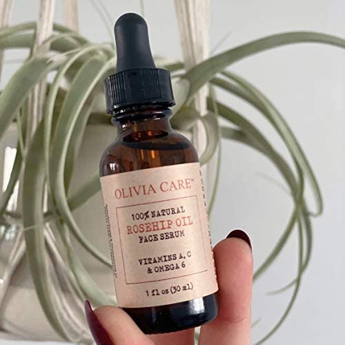 Olivia Care Rosehip Seed Oil Serum Natural Moisturizer for Face, Body & Skin with Vitamins E, C, A & Omega 6, Perfect for Treating Wrinkles, Acne Scars, Sun Spots, Dark Circles & Anti-Aging - 1 OZ