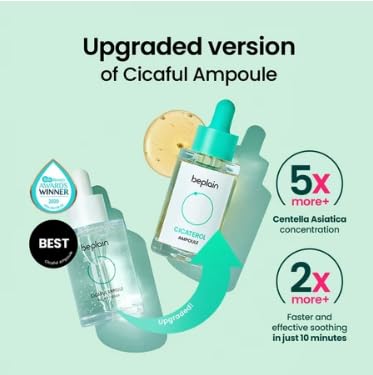 beplain Cicaterol Face Serum (1.01 fl oz) | Powerful Soothing & Recovery formula for irritated, sensitive skin | Highly concentrated Centella asiatica Cica ampoule | Korean skin care