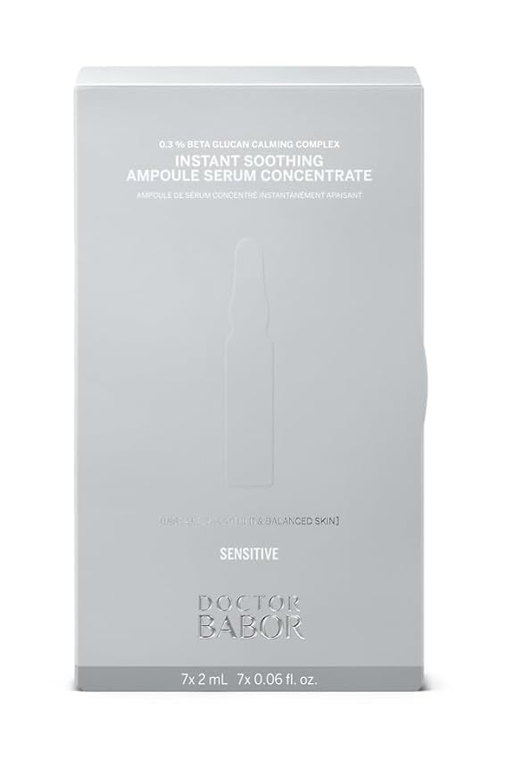 Doctor BABOR Instant Soothing Ampoule Serum Concentration | Ampoules for the Face | Immediate Soothing & Anti-Redness | For Sensitive and Stressed Skin | Beta Glucan | Vegan | 7 x 2 ml