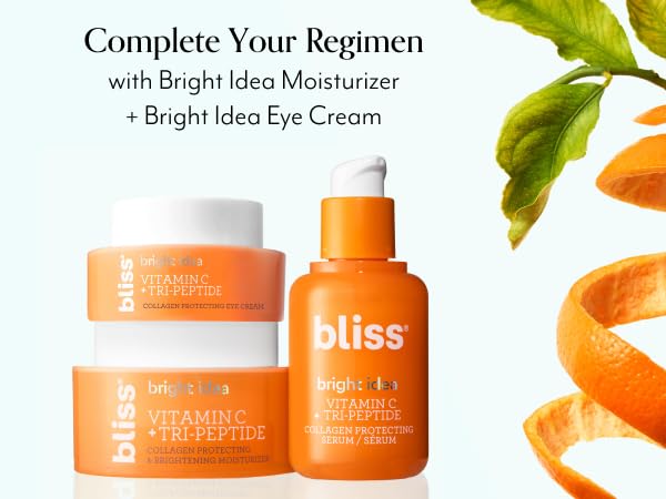 Bliss Bright Idea Vitamin C + Tri-Peptide Collagen Brightening Face Skincare Serum - Anti Aging, Reduces Dark Spots, Boosts Skin Elasticity - Clean - Vegan & Cruelty-Free - 1 Fl Oz