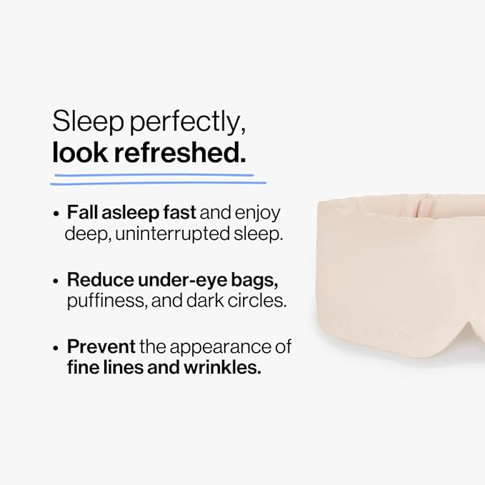 Dore & Rose Deep Sleep Mask Light Blocking, 23 Momme Mulberry Silk Eye Mask, Ultra Soft, Adjustable - Travel Sleeping Mask for Men & Women - Champagne