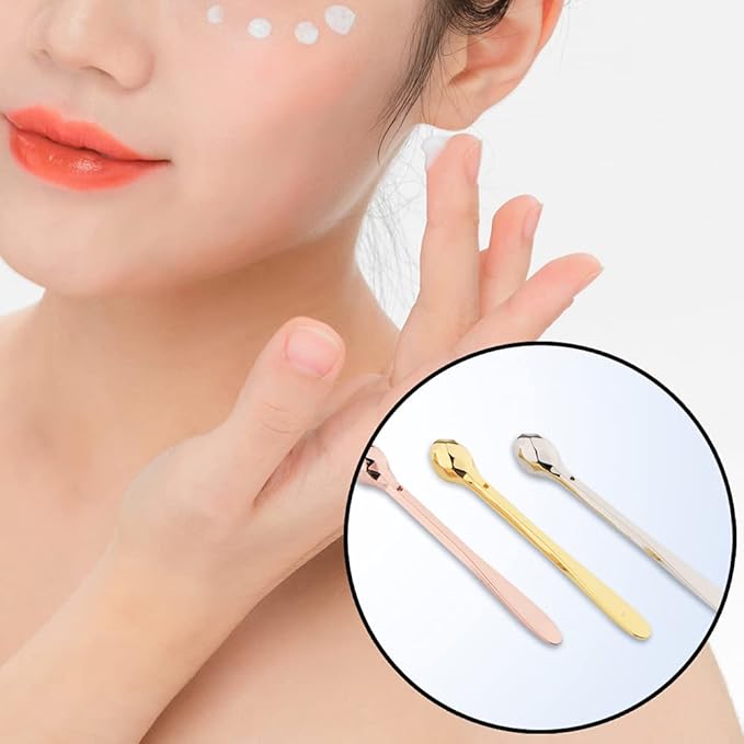 3 Pcs Eye Cream Applicator Wand Sticks Metal Eye Cream Spoon Cosmetics Spoon Applicators Anti-wrinkle Anti-aging Eye Massagers for Girls Women(gold,rose gold,silver)