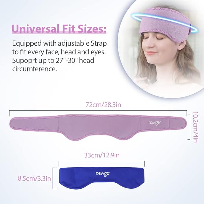 NEWGO Bundle of Gel Eye Mask and Headache Ice Pack Purple