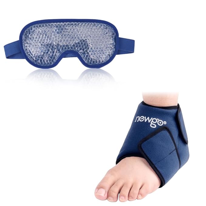 NEWGO Bundle of Cooling Eye Mask and Ankle Ice Wrap Blue