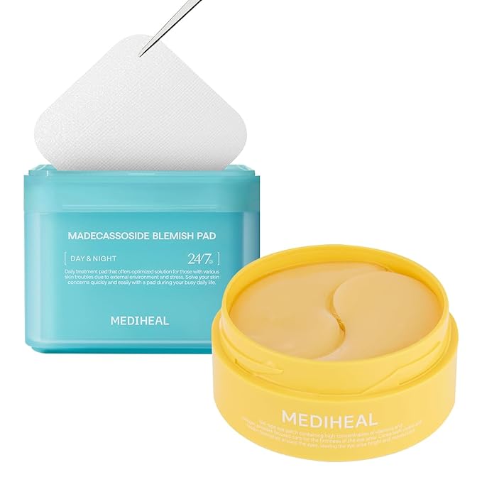 Mediheal Vita Collagen Under Eye Patches & Madecassoside Blemish Toner Pad for Daily Blemish Care