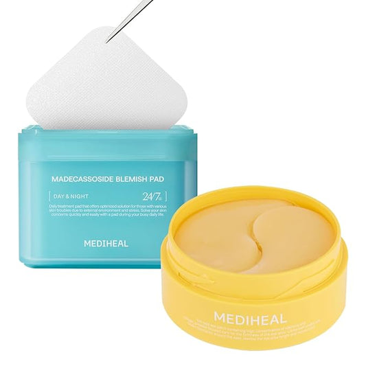 Mediheal Vita Collagen Under Eye Patches & Madecassoside Blemish Toner Pad for Daily Blemish Care