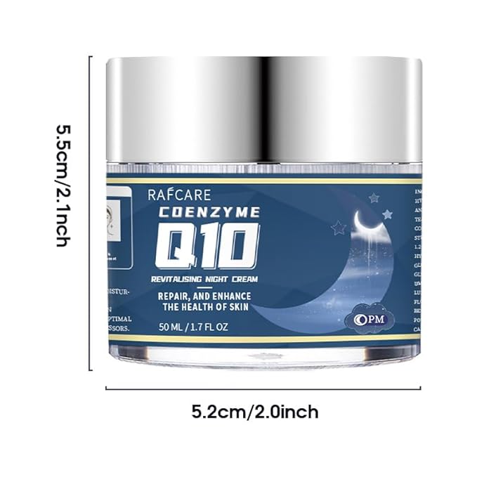Renewing Coenzyme Q10 Night Cream – Intense Hydration & Anti-Aging Formula for Sensitive Skin, Non-Greasy Overnight Repair with Hyaluronic Acid 1.7 Fl Oz