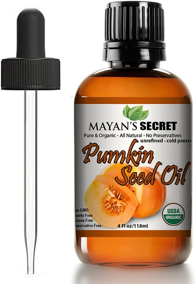 Pumpkin Seed Oil USDA Certified Organic Cold Pressed Virgin, Natural Moisturizer for Dry Hair Rough Skin, and Nails