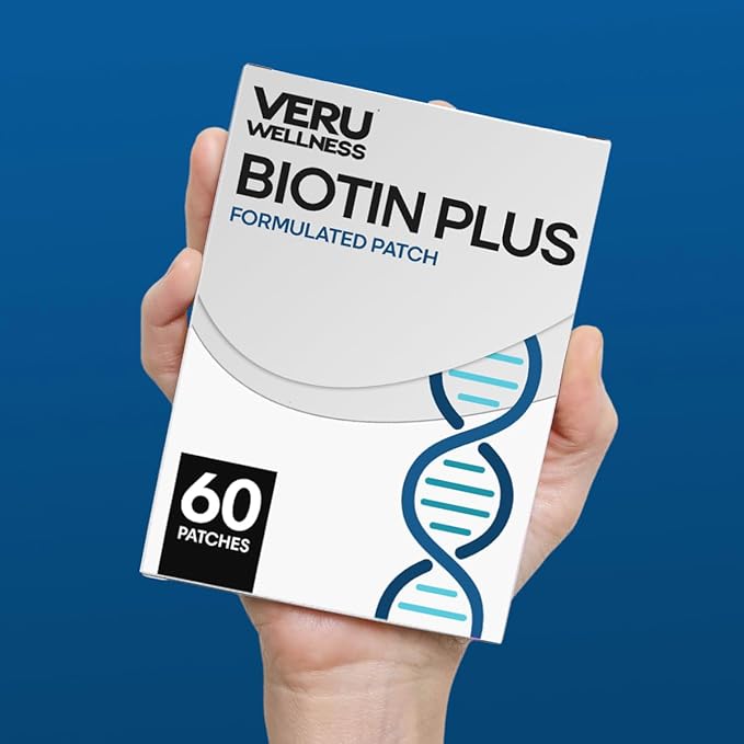 Veru Wellness Biotin Plus Daily Patch - B7, Collagen - Self Adhesive Time Release Patch (60 Day)