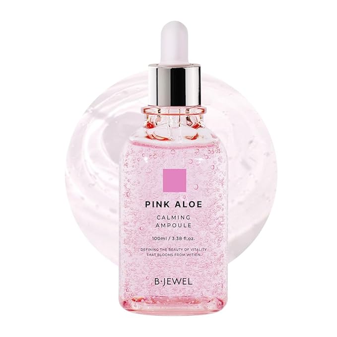 BJEWEL Korean Skincare Pink Aloe Calming Ampoule 100ml – 72-Hour Hydration With Rare Pink Aloe & Centella – Soothing Serum for Sensitive Skin With Tea Tree, Fast-Absorbing & Non-Irritating Formula