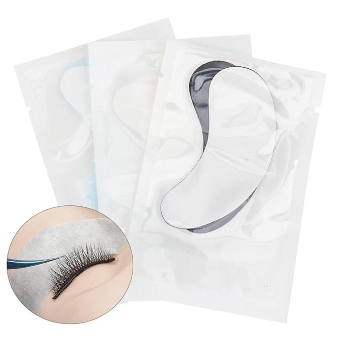 100 Pairs Hydrogel Under Eye Gel Patches Lint Free Eye Lash Pads Eyelash Extension Tool Mask Eyepads, Transparent/Pink