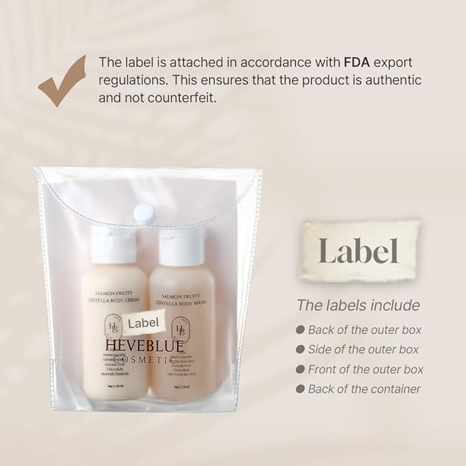 Salmon Fruity Centella Body Travel Kit - Body Cream & Body Wash Set, Sensitive Skin, Korean Bodycare, Hypoallergenic, Allergen-free, Salmon PDRN, Travel Size, Bodycare Set