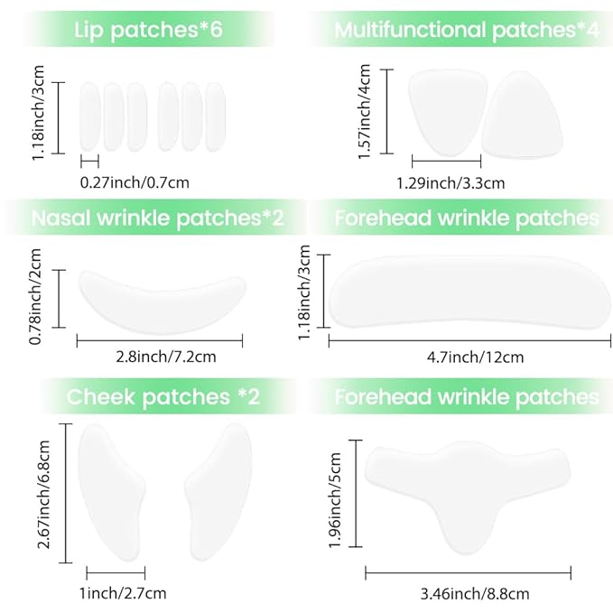 evpct 16Pcs Reusable Silicone Face Tape Forehead Wrinkle Patches for Face Wrinkles Overnight, Face Tape for Castor Oil, Face Facial oil Skin Tape Smoothing Wrinkle Patches for Face Wrinkles Overnight