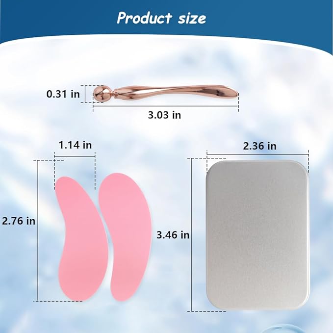 Reusable Eye Patches, 2 Pairs Eye Patches Reduces Wrinkles and Fine Lines Around the Eyes, Lifts and Firms the Skin Eye Care Comes with 1 Pair of Metal Eye Massage Sticks Eye Cream Applicator Tin Box