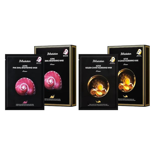 JMsolution Face Mask Bundle- Pink snail-Brightening Golden Caviar Mask-Collagen