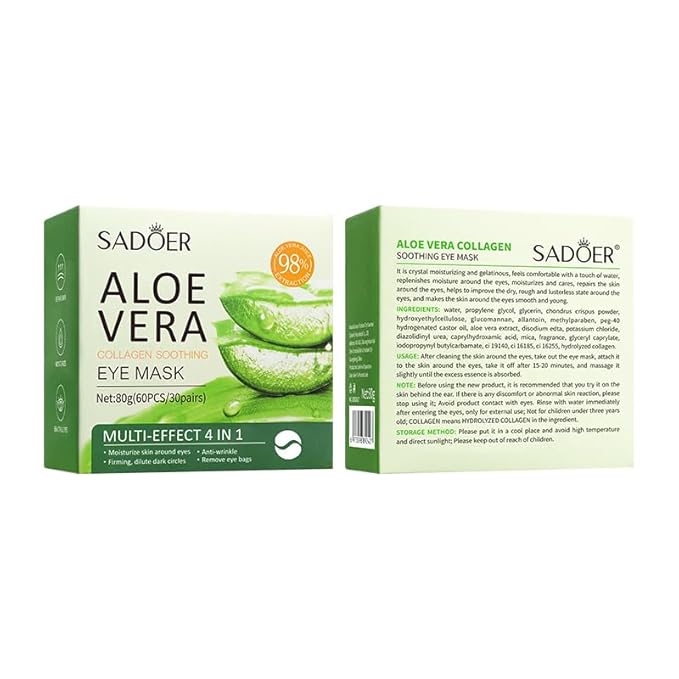 Aloe Vera Under Eye Mask, Avocado Under Eye Patches, 120 Pcs Moisturizing and Improving Eye Skin Dryness, Nourishing Eye Care Mask for Dark Circles and Puffiness (Avocado & Aloe)