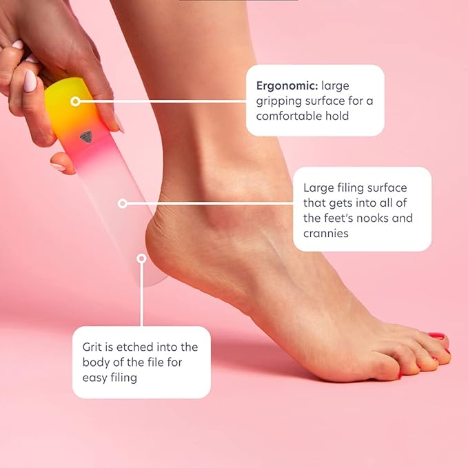 Bona Fide Beauty Czech Glass Foot File with Sleeve. Foot Callus Remover Made in The EU (Sunset Color)