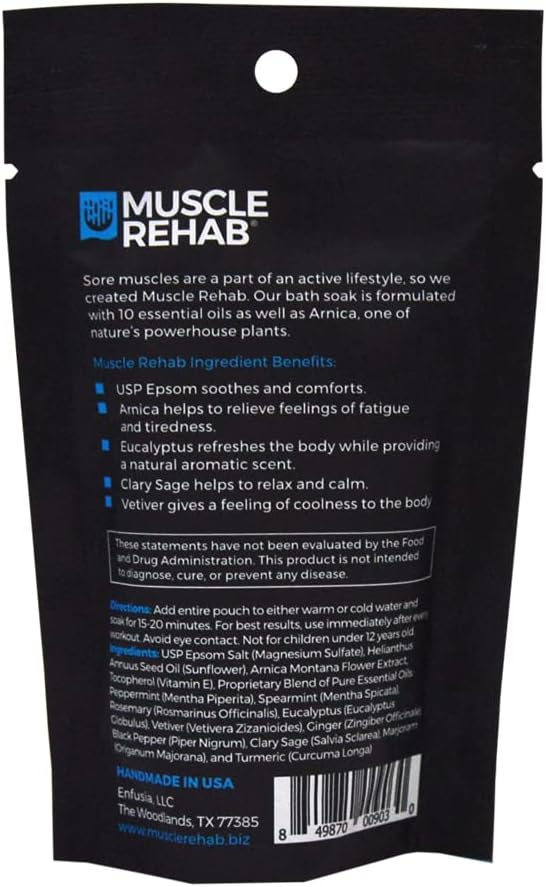 (5) 2.5oz Travel Bath Epsom Soak Packets Arnica Infused Magnesium Salt, Body, Hand and Foot Pain Relief, Sore Feet Relief, Essential Oils in Epsom Salt Foot soak for Pain Relief