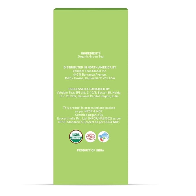 HANDPICK, Organic Green Tea Bags - 100 Eco-Friendly Tea Bags | USDA Organic | Resealable Pack for Freshness | Delicate & Flavory | Direct From India