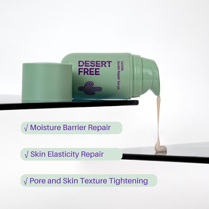 DesertFree Double Action Serum for Skin Barrier Support and Moisturizing - Natural Ingredients, Fragrance Free, Suitable for Sensitive Skin - 50ml