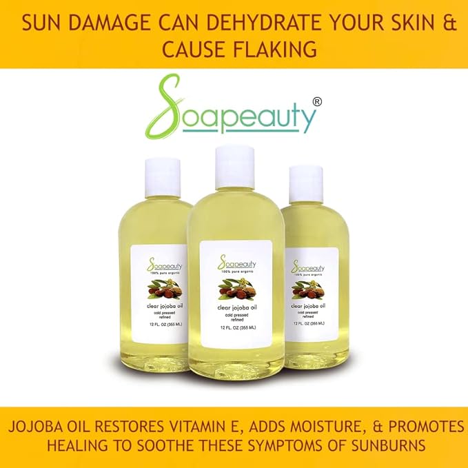 Soapeauty Clear Jojoba Oil | 100% Pure & Natural | Refined, Cold Pressed, Hexane Free | Moisturizing Oil for Skin, Face, Hair & Nails | 32 fl oz