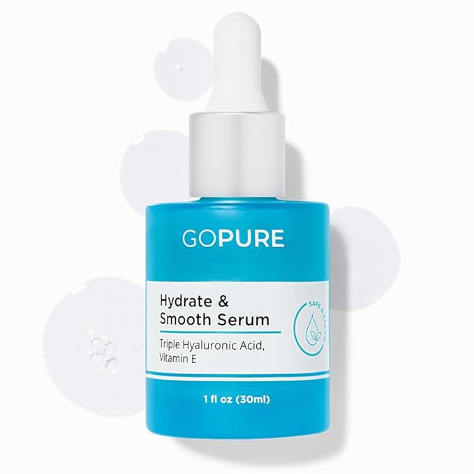 goPure Actives Hyaluronic Acid Serum with Vitamin E - Natural Glow Serum for Visibly Brighter, Hydrated Skin, Anti-Aging Serum to Smooth the Appearance of Wrinkles and Promote a Firmer-Look - 1 fl oz