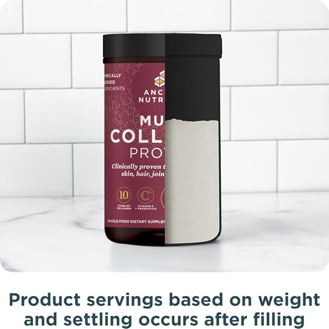 Ancient Nutrition Hydrolyzed Collagen Peptides Powder, Unflavored Multi Collagen Powder Packets for Women and Men with Vitamin C, 24 Servings, Supports Skin and Nails, Gut Health