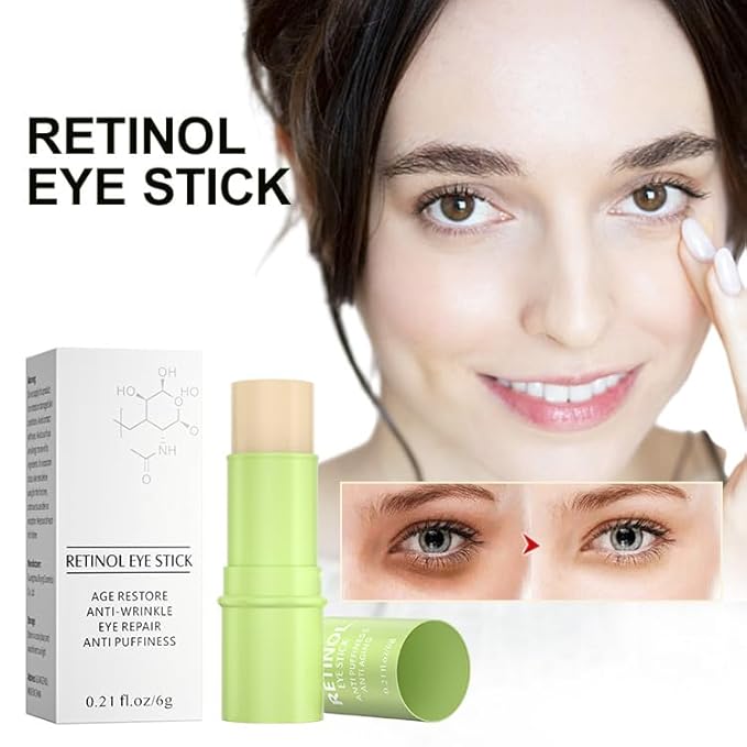2 Pcs Retinol Eye Cream Stick,Moisturizing Eye Cream Stick for Fine Lines, Wrinkles, Dark Circles and Puffy Eyes,Eye Treatment Cream,0.21 FL OZ Each