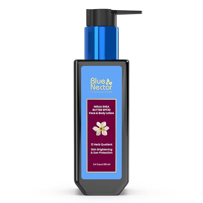 Blue Nectar Cocoa Butter Nargis Body Sunscreen Lotion with SPF 30 PA ++ - No Parabens, Silicones, Mineral Oil, Color (10 Herbs, 3.38 Fl oz)