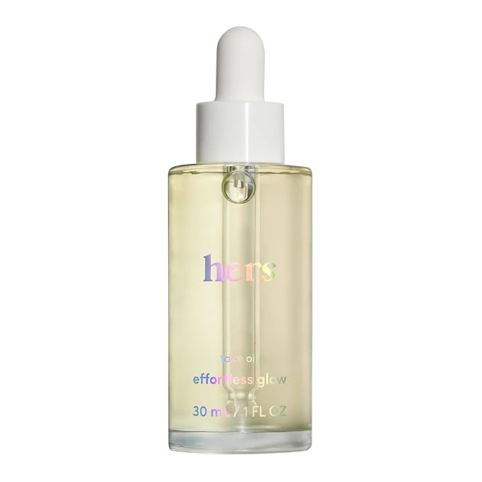 hers Effortless Glow Face Oil - Anti Aging Facial Oil for Glowing Skin - Softens, Hydrates, Smoothes Wrinkles - Contains Jojoba Oil, Tea Tree Oil, Rosehip - 1 fl Oz