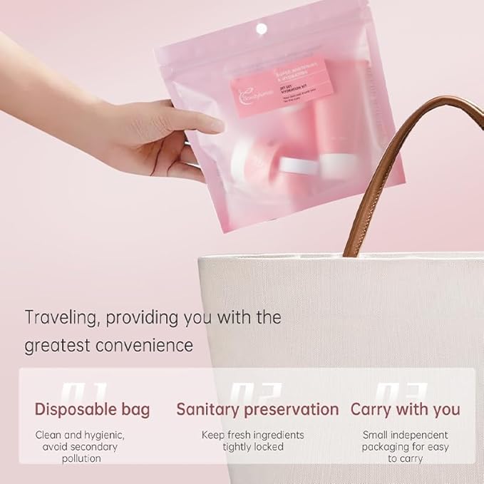 Hydrating Skincare Set - Travel Essentials - Enrich Sodium Hyaluronate & Vitamin C - Small Skin Care Kit with Face Cleanser, Serum, Balm, Eye Cream & Night Cream, Facial Kit for Women