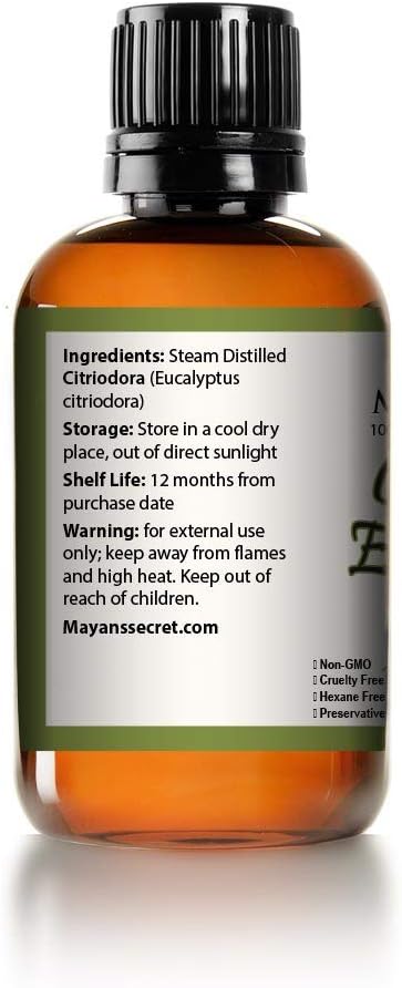 Mayan's Secret Pure Carrier and Essential oils for Skin Care, Hair, Body Moisturizer for Face-Anti Aging Skin Care (Citriodora Eucalyptus Oil, 4oz)
