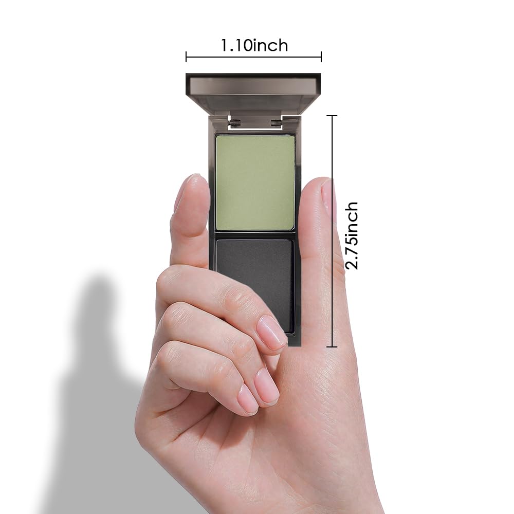 Green Black Two Color Matte Shimmer Glitter Eyeshadow,Bright Eye Shadow Powder,Professional Long-Lasting Waterproof Makeup Palette,Easy-To-Apply and Compact for Travel