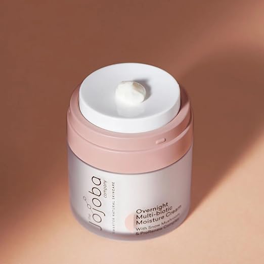 The Jojoba Company - 50ml Overnight Multi-Biotic Moisture Cream - Natural Nourishing Night Cream for Normal to Dry Skin, Improves Hydration and Forms Healthy Skin Barrier - Clinically Proven Results