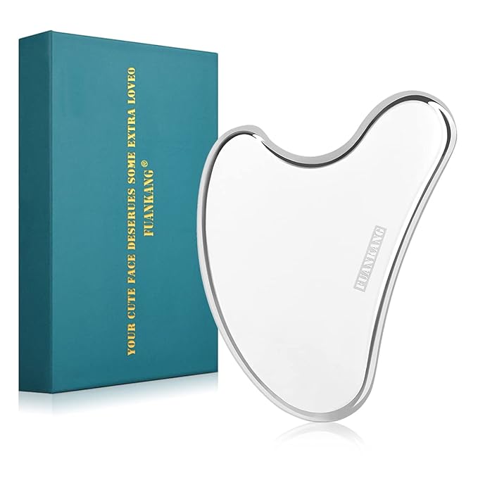 Gua Sha Facial Tools with Travel Pouch Stainless Steel Scraping Massage Tool for Face
