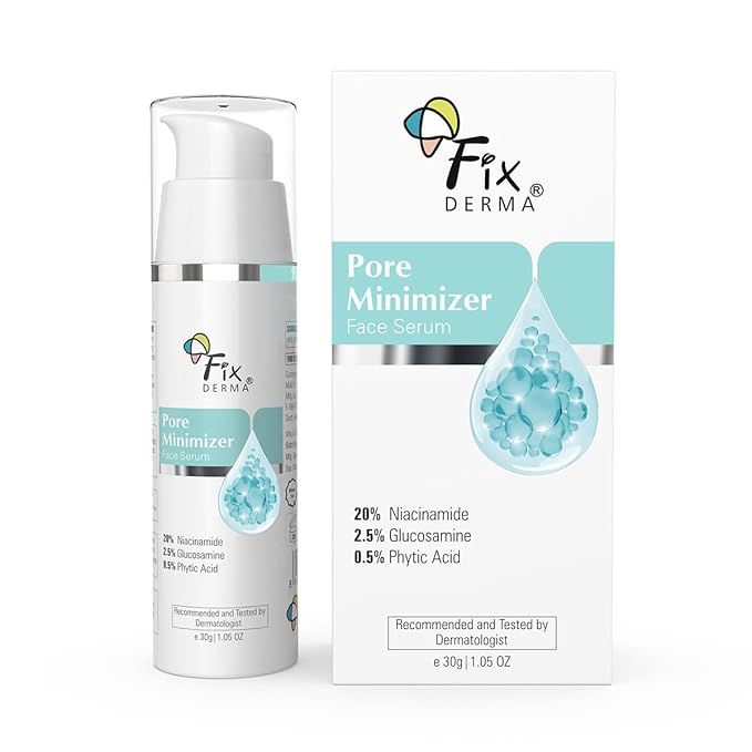 Fixderma 20% Niacinamide Serum for Face for Pore Minimizer with 2.5% Glucosamine & Hyaluronic Acid for Open Pores | Hydrating Serum for Men & Women - 30g