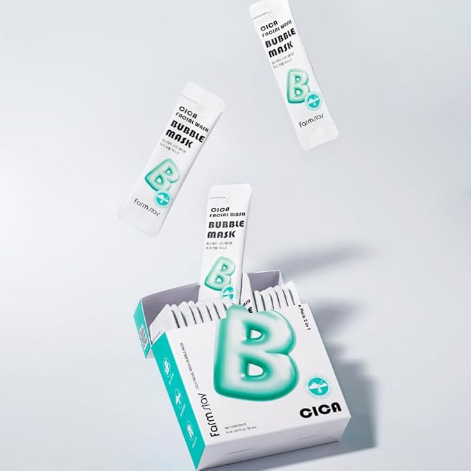 Cica Facial Wash Bubble Mask, Korean Pore Cleanser for Blackheads, Exfoliator Dead Skin Cells, Deep Cleansing & Hydrating, Non-Irritating & Soothing for Sensitive Skin, For Men & Women, 20 pcs