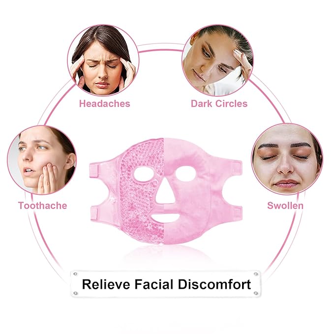 Bundle of CONBELLA Cold Face Eye Masks Ice Face Mask Hot Cold Compress and CONBELLA Ice Face Mask and 2PCS Silicone Face Mask Cover Set