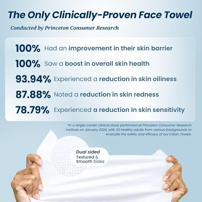 Clean Skin Club Clean Towels XL™️, 100% USDA Biobased Face Towel, Disposable Face Towelette, Eczema Association Accepted, Makeup Remover Dry Wipes, Ultra Soft, 150 Ct, 3 Pack