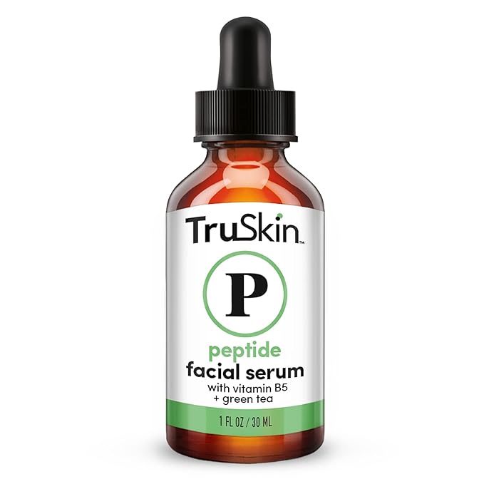 TruSkin Peptide Serum For Face – with Peptides, Amino Acids, Green Tea, Aloe and Vitamins B5 & E – Supports Skin Barrier and Skin’s Natural Collagen, for Firmer-Looking Skin, 1 fl oz