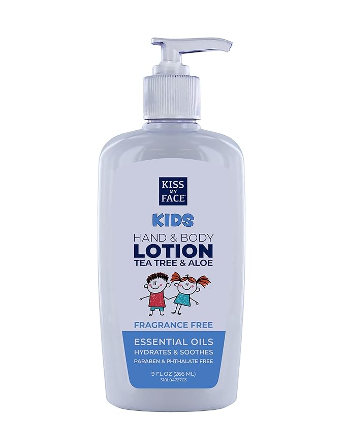 Kiss My Face Kids Fragrance-Free Hand & Body Lotion - Hydrate And Soothe Skin - Vegan & Cruelty-Free - Easy To Use Hand Lotion Pump - Suitable For Sensitive Skin - 9 fl oz Bottle