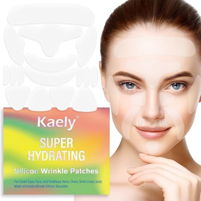 evpct 16Pcs Reusable Silicone Face Tape Forehead Wrinkle Patches for Face Wrinkles Overnight, Face Tape for Castor Oil, Face Facial oil Skin Tape Smoothing Wrinkle Patches for Face Wrinkles Overnight