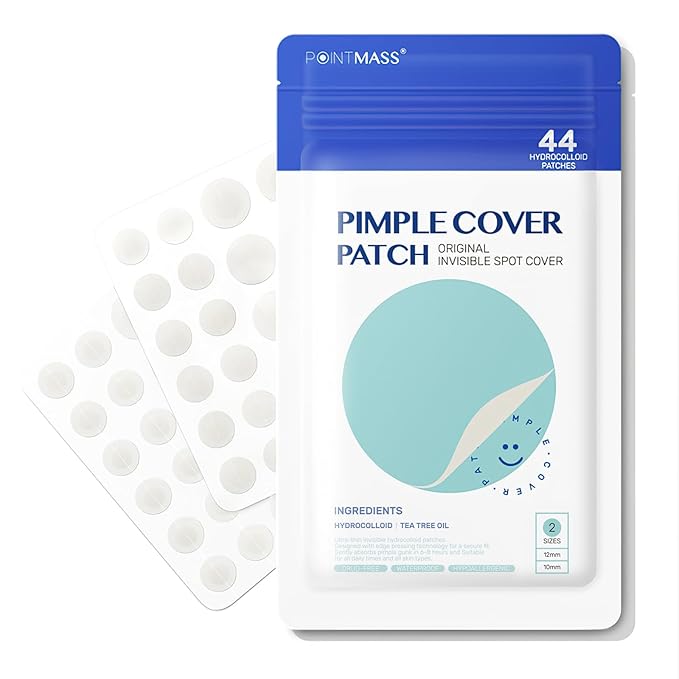 Pimple Patches for Face Acne: Invisible 0.1mm Ultra-Thin Hydrocolloid Zit Stickers with Tea Tree Oil - 44 Dots, 2 Sizes (Whiteheads/Sensitive Skin)