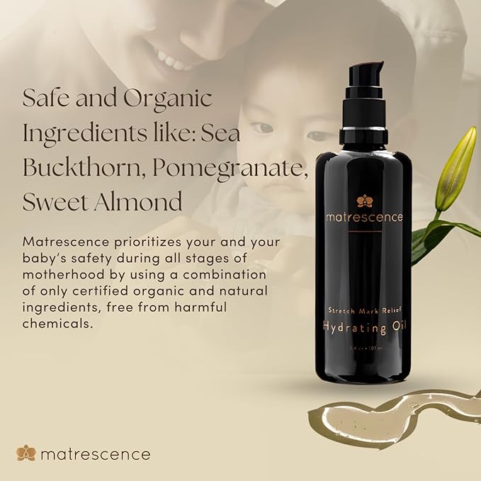 Stretch Mark Relief Hydrating Belly Oil (3.4oz/101ml) | Spa-Quality Maternity Skin Treatment | Pregnancy-Safe Skincare Made for Mom | Non-Greasy Moisturizing Skin Essentials for Mom